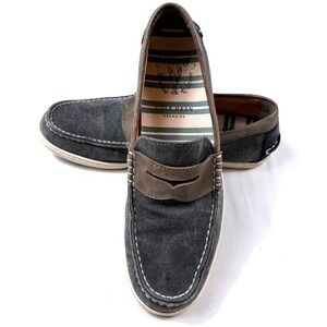 Cole Haan Pinch Weekender Penny Loafers Mens 10.5 Gray Brown Canvas Slip On
